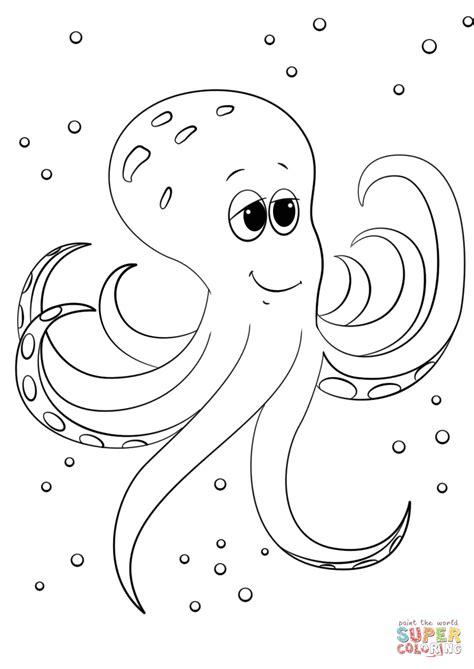 cute cartoon octopus coloring page  printable coloring pages