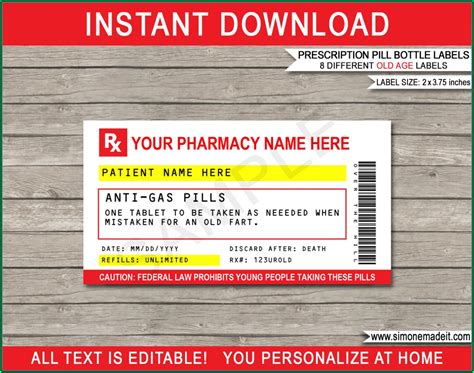 prescription bottle label template