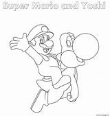 Mario Yoshi Coloring Super Pages Printable sketch template