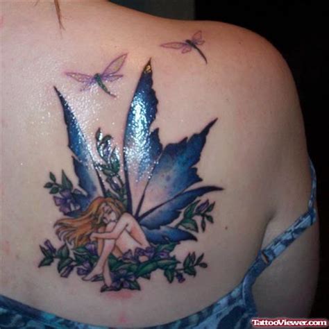 Crying Fairy Tattoo On Back Shoulder Tattoo