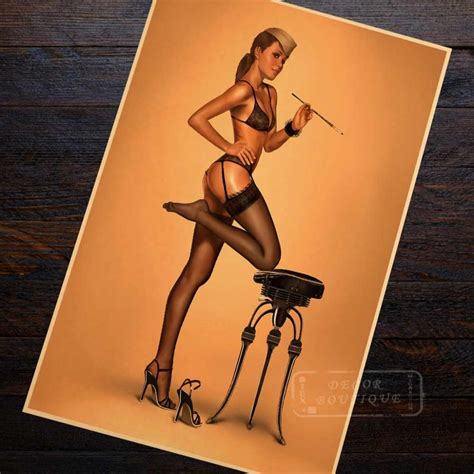 Sexy Pin Up Girl In Ww2 Pop Art Propaganda Retro Vintage