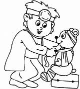 Coloring Teddy Medical Bear Help Cute sketch template