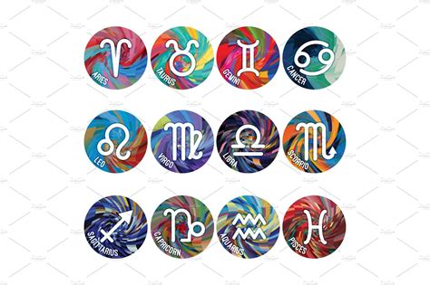 zodiac signs astrology symbols illustrations ~ creative market