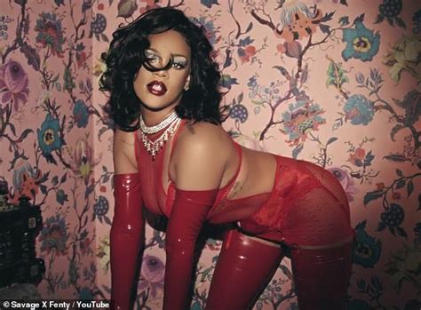 rihanna sizzles in red hot lacy lingerie look for savage x