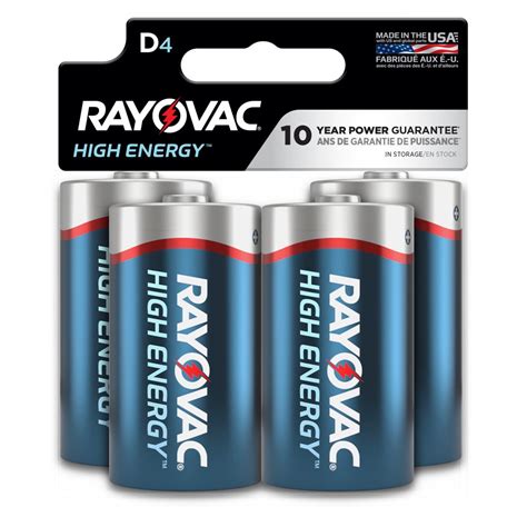 Rayovac High Energy D 1 5v Alkaline Batteries 4 Count