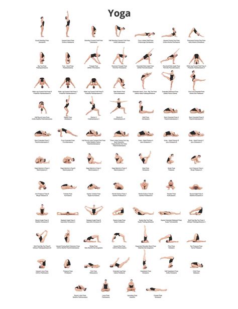 buy digital  yoga poses poster  yoga chart yoga pose