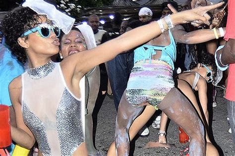 rihanna gets half naked on the streets of barbados for carnival mirror online