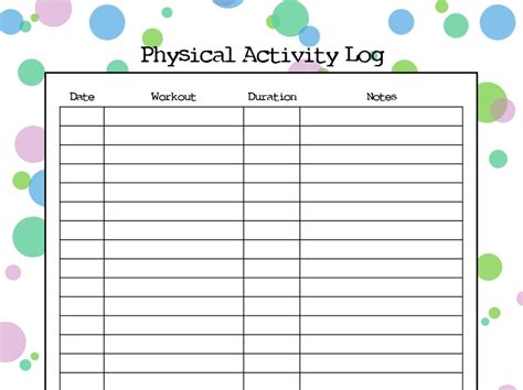 printable physical activity log mommy octopus