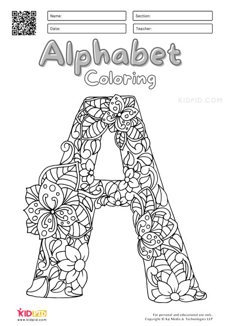 alphabet coloring pages  kids kidpid