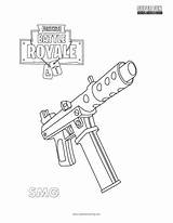 Fortnite Coloring Smg Pages Fun Royale Battle Pistol Super sketch template