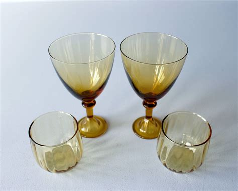 Retro Amber Wine Glasses Home And Living Kitchen And Dining Jan