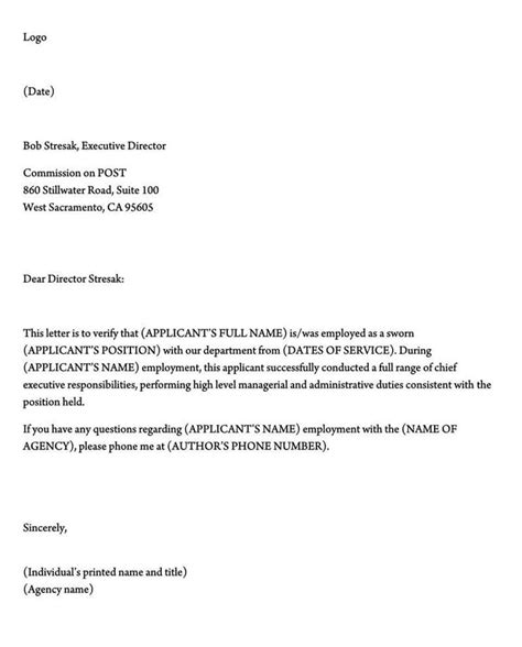 proof  employment letter template   letter template word job
