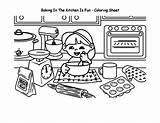 Coloring Pages Baking Kitchen Cookies Fun sketch template