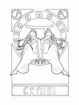 Zodiac Gemini Pages Coloring Choose Board Adult Nouveau sketch template