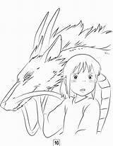 Ghibli Drawings Chihiro Lineart Viagem Colouring Spirited Cute Salvar Px Acessar Howls Moving sketch template