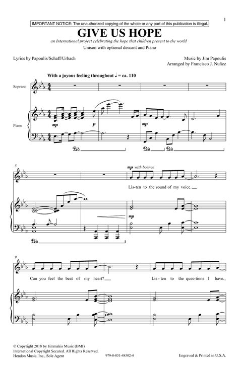 Give Us Hope 2 Part Choir Print Sheet Music Now