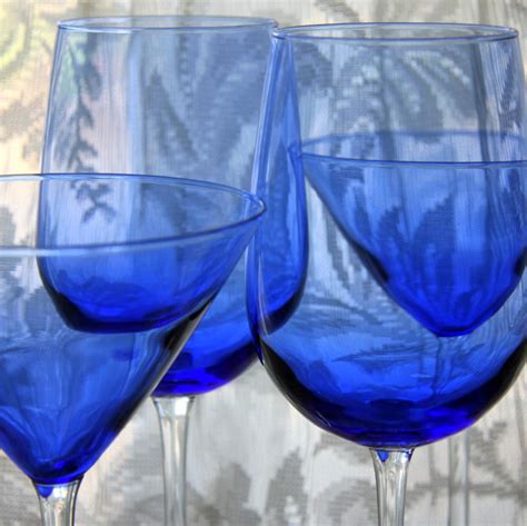 tall cobalt blue wine glasses   vintagewonderforever