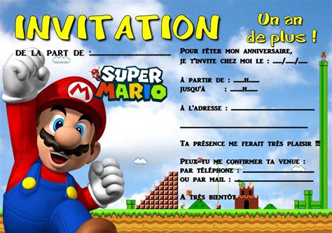 5 Ou 12 Cartes Invitation Anniversaire Mario Ref 299 Ebay
