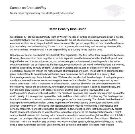 death penalty discussion essay  graduateway