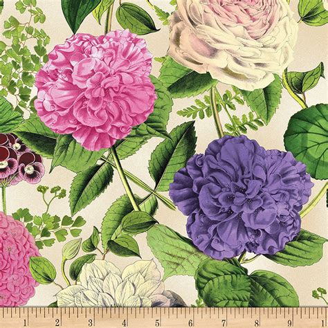 flower show large floral fabric   yard ivory fabric type