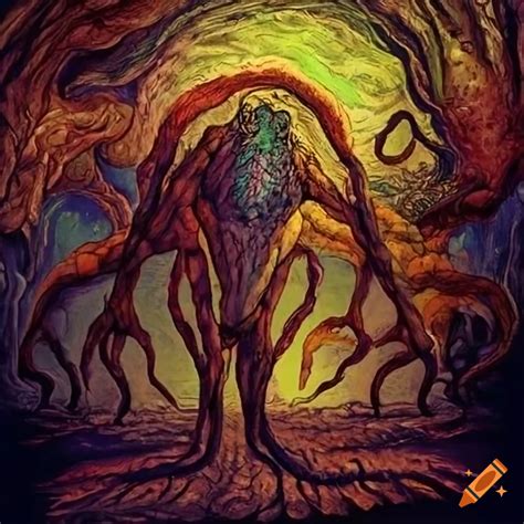 colorful lovecraftian space artwork inspired  william blake