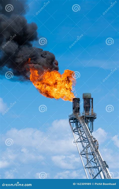 flare tip  gas processing platform  vent  burn toxic release gases  safe area stock