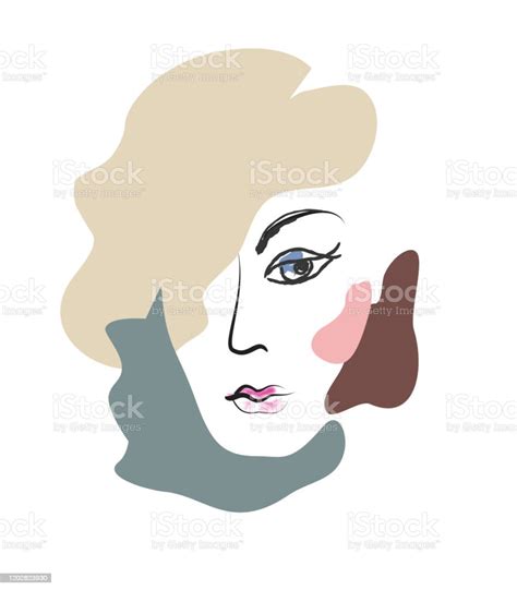 modern  art feamale portrait woman face abstract stylish hand drawn