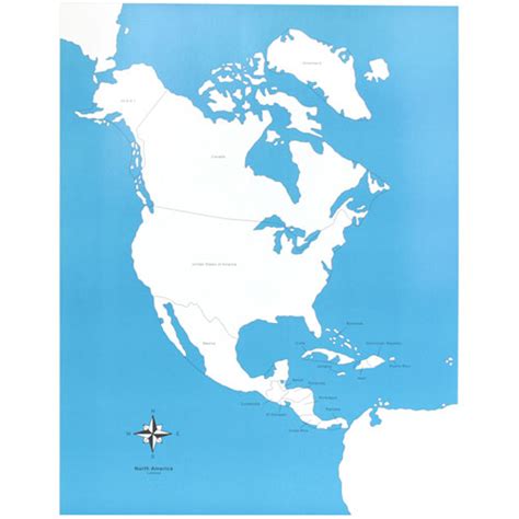 north america map labeled montessori materials