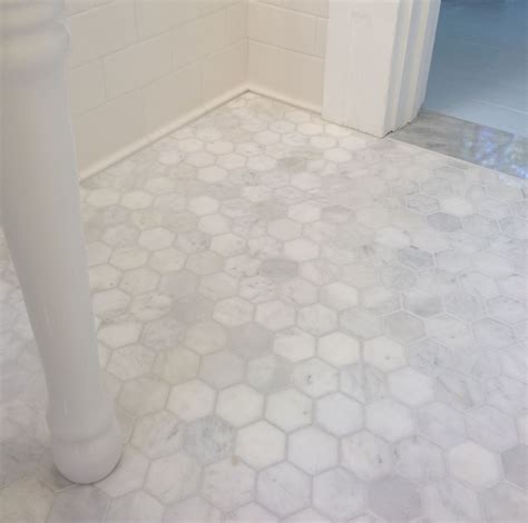 marble hexagon tile grey grout subway tile porcelain console sink