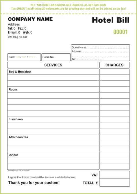 hotel bill formats  word word excel  formats