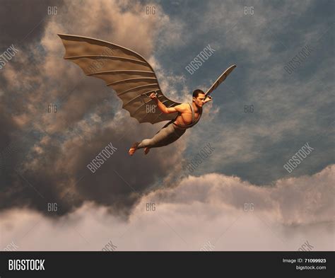 winged man flying image photo  trial bigstock
