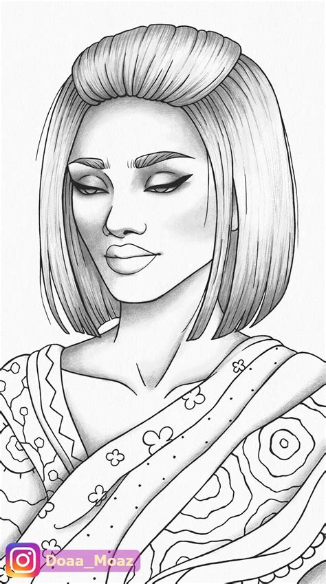 drawing realistic girl coloring page