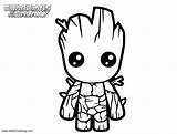 Coloring Groot Galaxy Guardians Pages Chibi Printable Kids Color Print sketch template