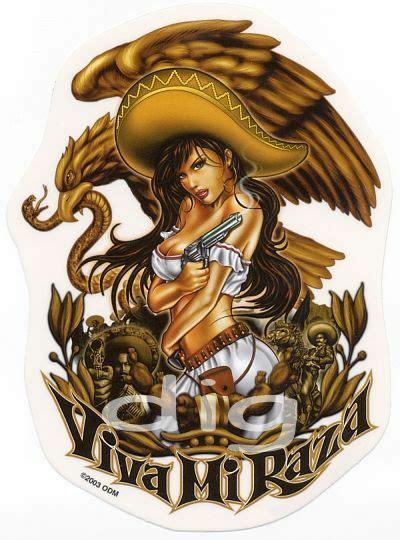 viva mi raza sexy mexican pinup girl with smoking gun latino sticker decal ebay