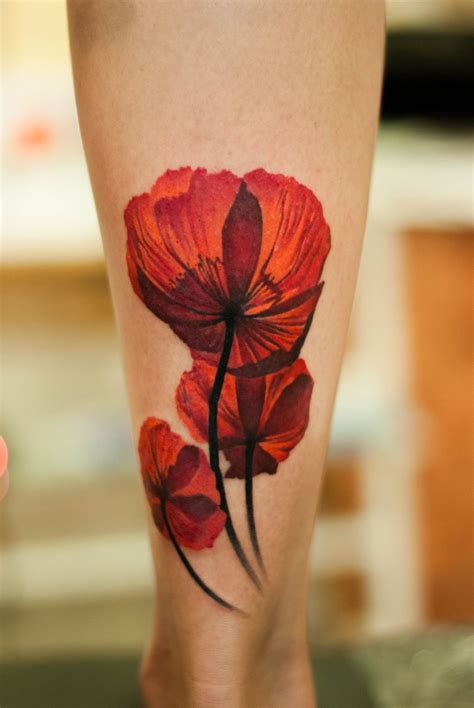 My Beautiful Poppies Done By Denis Sivak L O V E Machine Tattoo