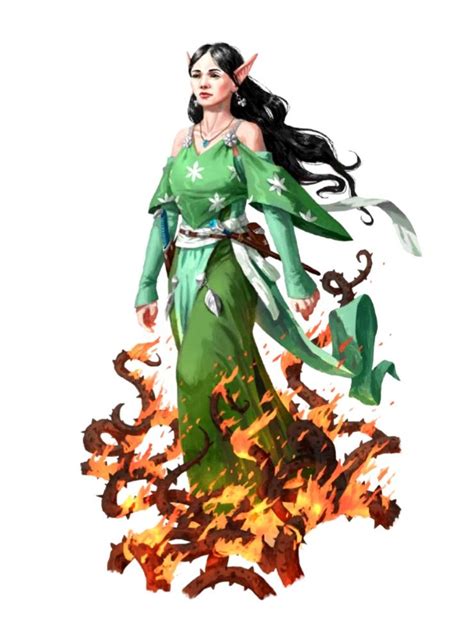 Female Elf Green Wizard Pathfinder Pfrpg Dnd Dandd 3 5 5e