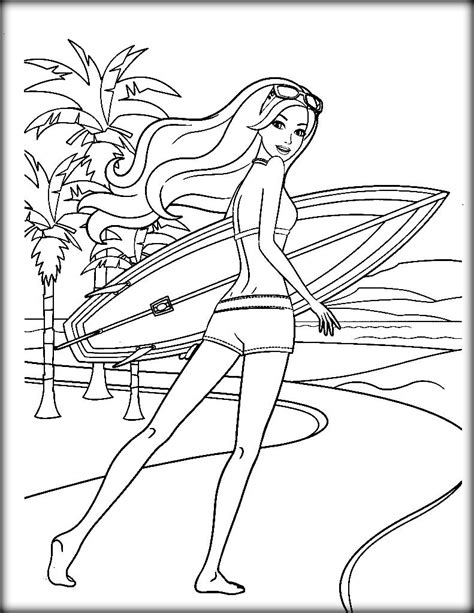 barbie   beach coloring pages coloring pages