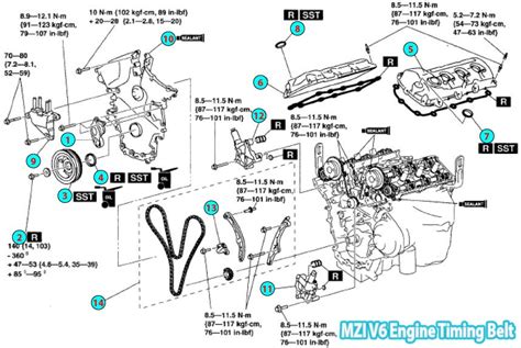mazda cx  timing belt parts diagram mzi  engine