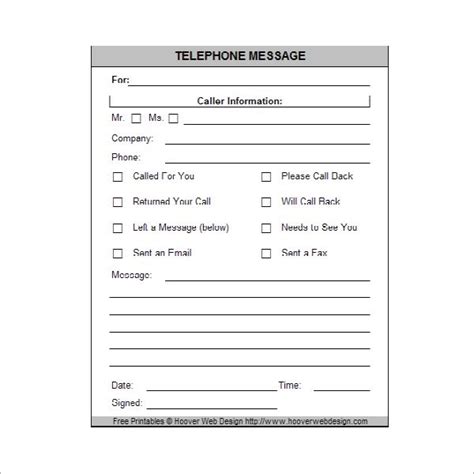 phone message templates    word excel  phone