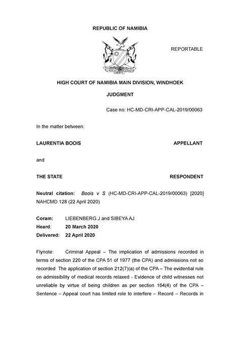 heads  argument republic  namibia high court  namibia main