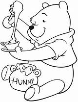 Pooh Winnie Honey Coloring Pages Bear Enjoying Put Tea Drawing Disney Bowl Kids Drawings Coloringsky Sheet Printable Choose Board Sheets sketch template