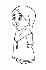 Hijab Coloring Gambar Mewarnai Kartun Pages Muslimah Princess Template sketch template