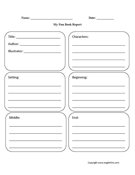 book report worksheets  fun book report worksheet