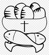 Clipart 5000 Jesus Feeds Coloring Fish Bread Catholic Outline Pinclipart sketch template