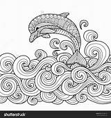 Coloring Pages Dolphin Wave Adult Ocean Drawing Line Hand Drawn Printable Water Getdrawings Getcolorings Paintingvalley Colorings sketch template