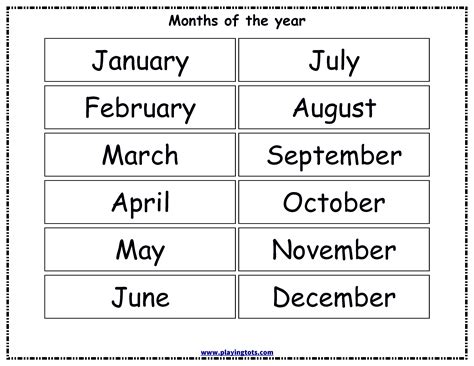 printable months   year worksheets month   year