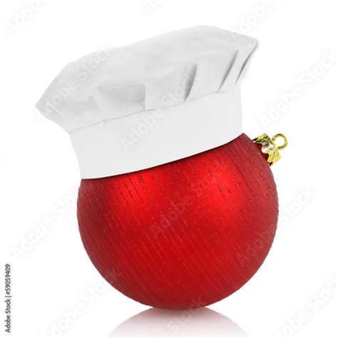 chef hat  elegant christmas ball isolated  white background