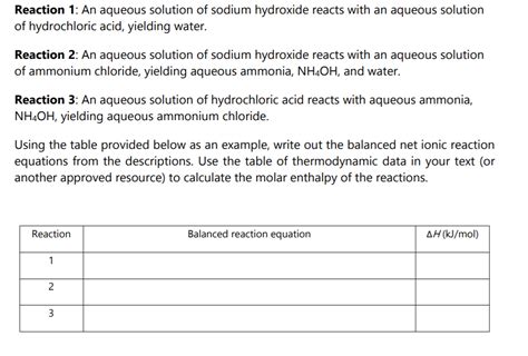 solved reaction   aqueous solution  sodium hydroxide cheggcom