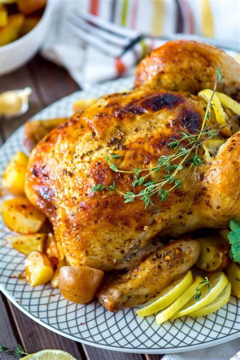 oven roasted whole chicken with lemon and thyme recipe