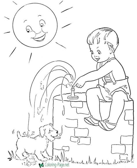 summer coloring pages dog  water